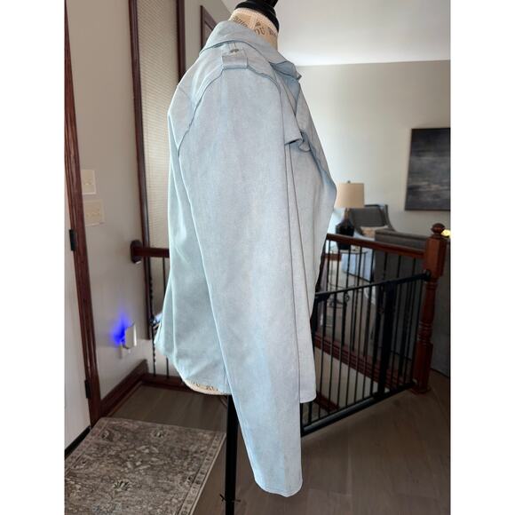 Blue Rain Light Blue Suede Moto Jacket M Cute Soft Blazer EUC - Picture 4 of 6
